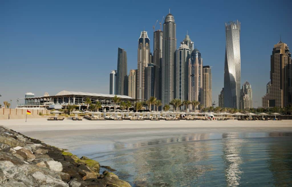 Dubai Marina Dubai Mariana Strand und Skyline