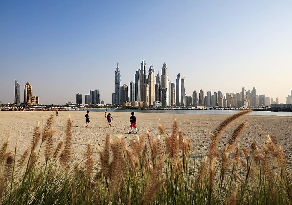 Palm West Beach Dubai Blick auf The Beach