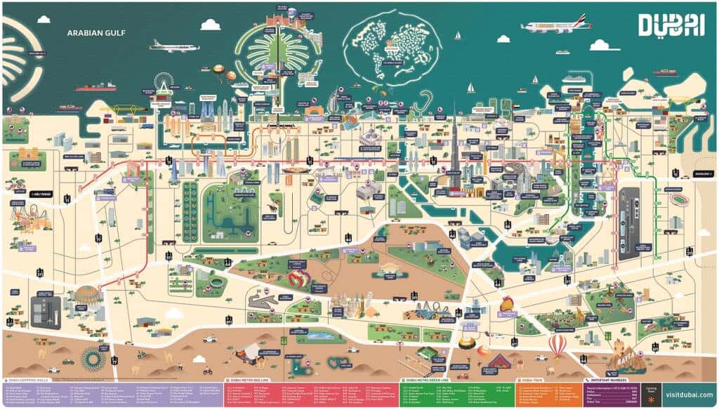 Dubai Karte mit Metroplan