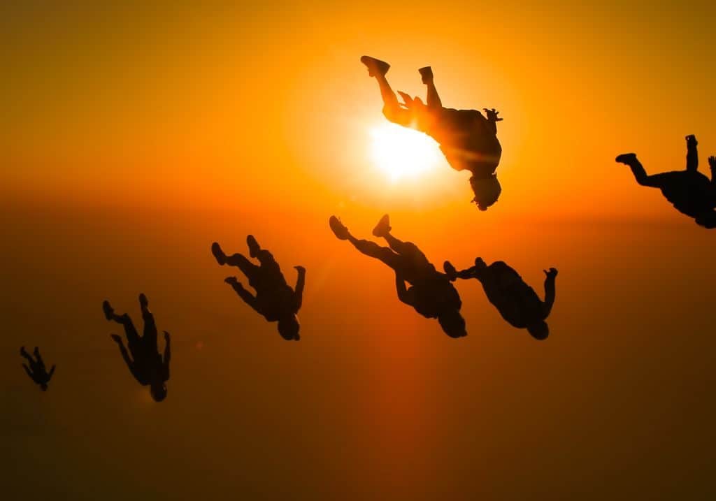 Skydiving in Dubai Sonnenuntergang