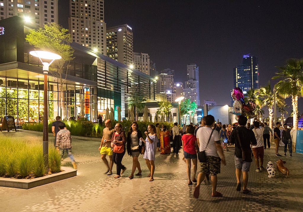 The Beach Dubai at night 